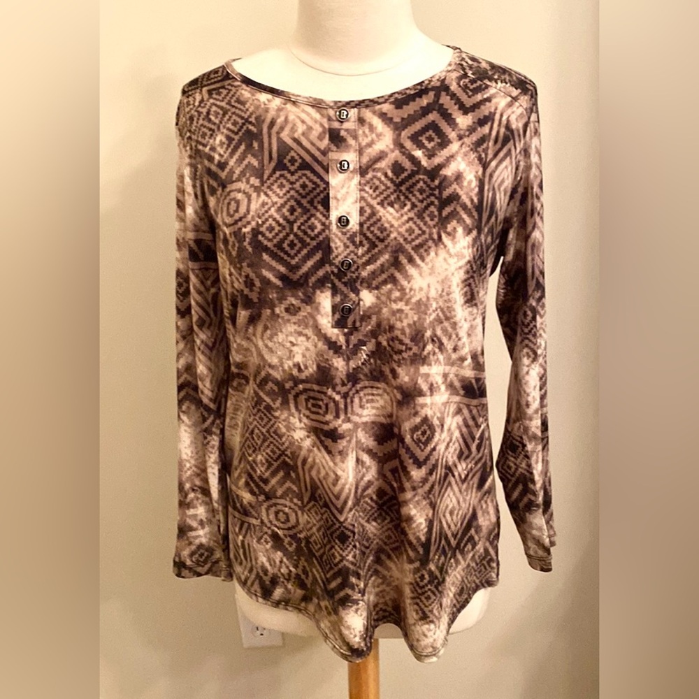 Links Brown Cream Aztec Print S Modern Cowgirl Boho Chic Southwestern Rustic Top